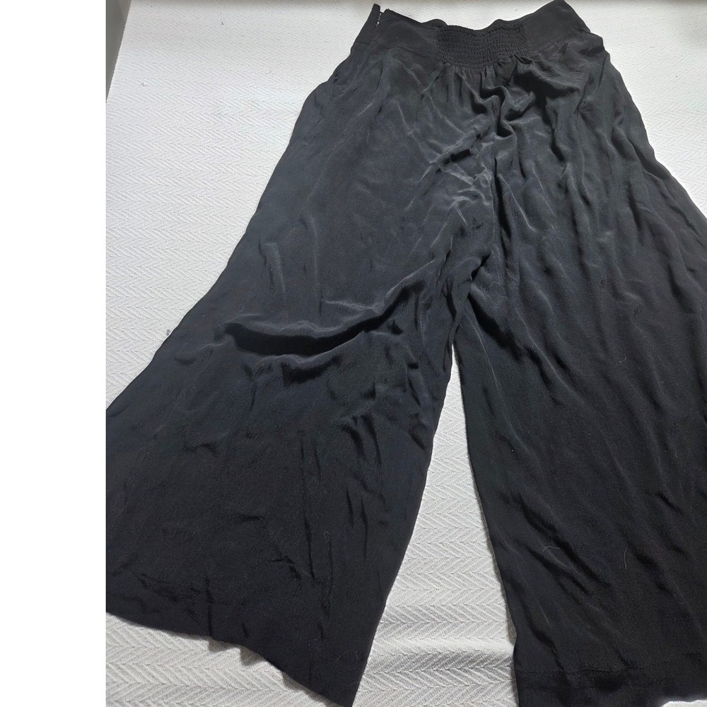 Maeve Anthropologie Womens Medium Black Wide Leg Palazzo Pants Smocked Waist